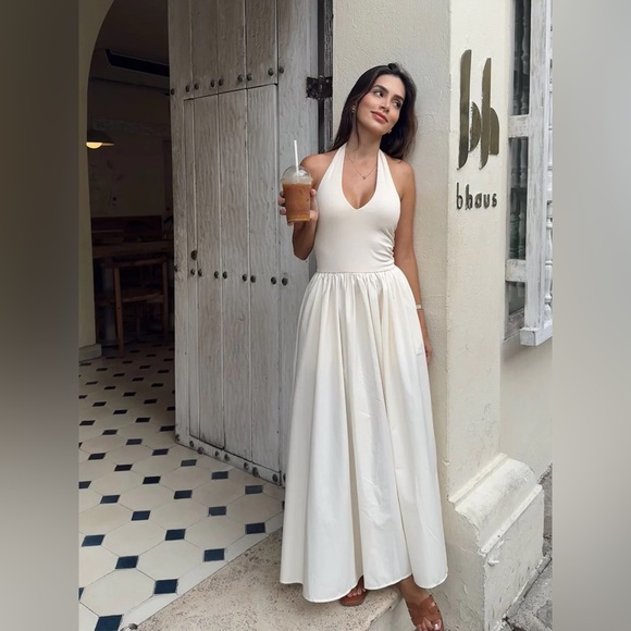 Commense Cream Halter Maxi Dress - Picture 2 of 9